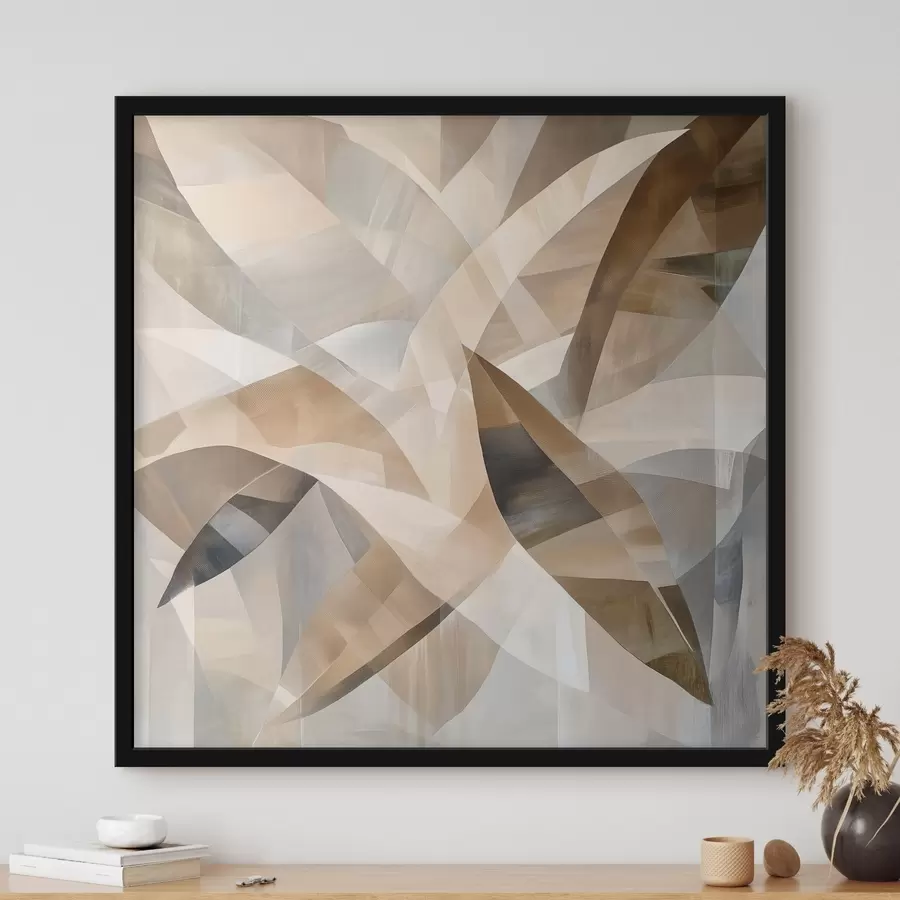 Papier peint Motifs végétaux aux tons naturels et chaleureux, dans un style d'affiche artistique f48847