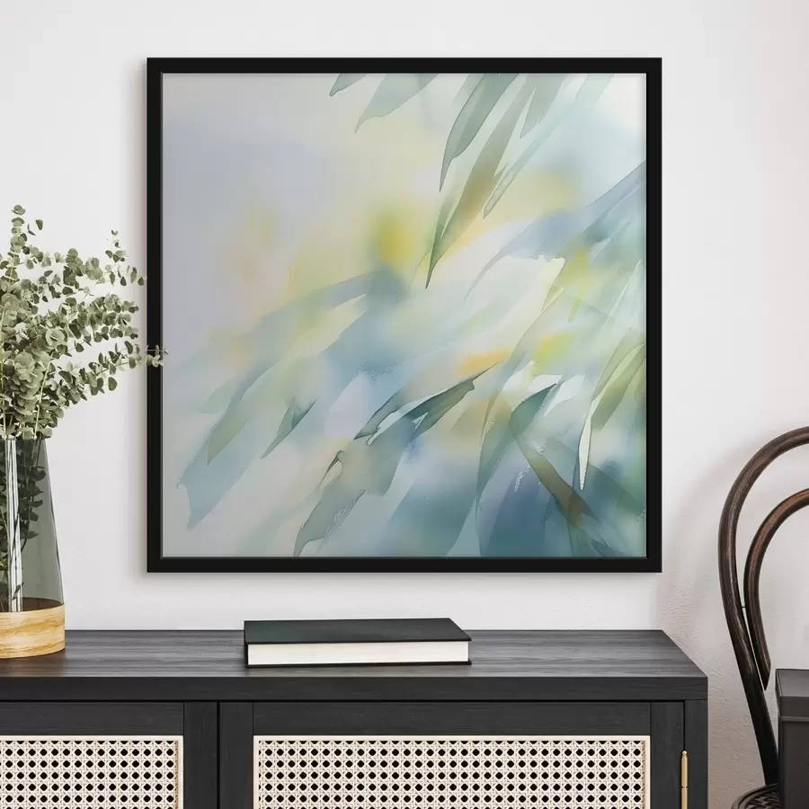 Papier peint Des formes naturelles floues et de délicates nuances de turquoise dans un style d'affiche artistique f48850