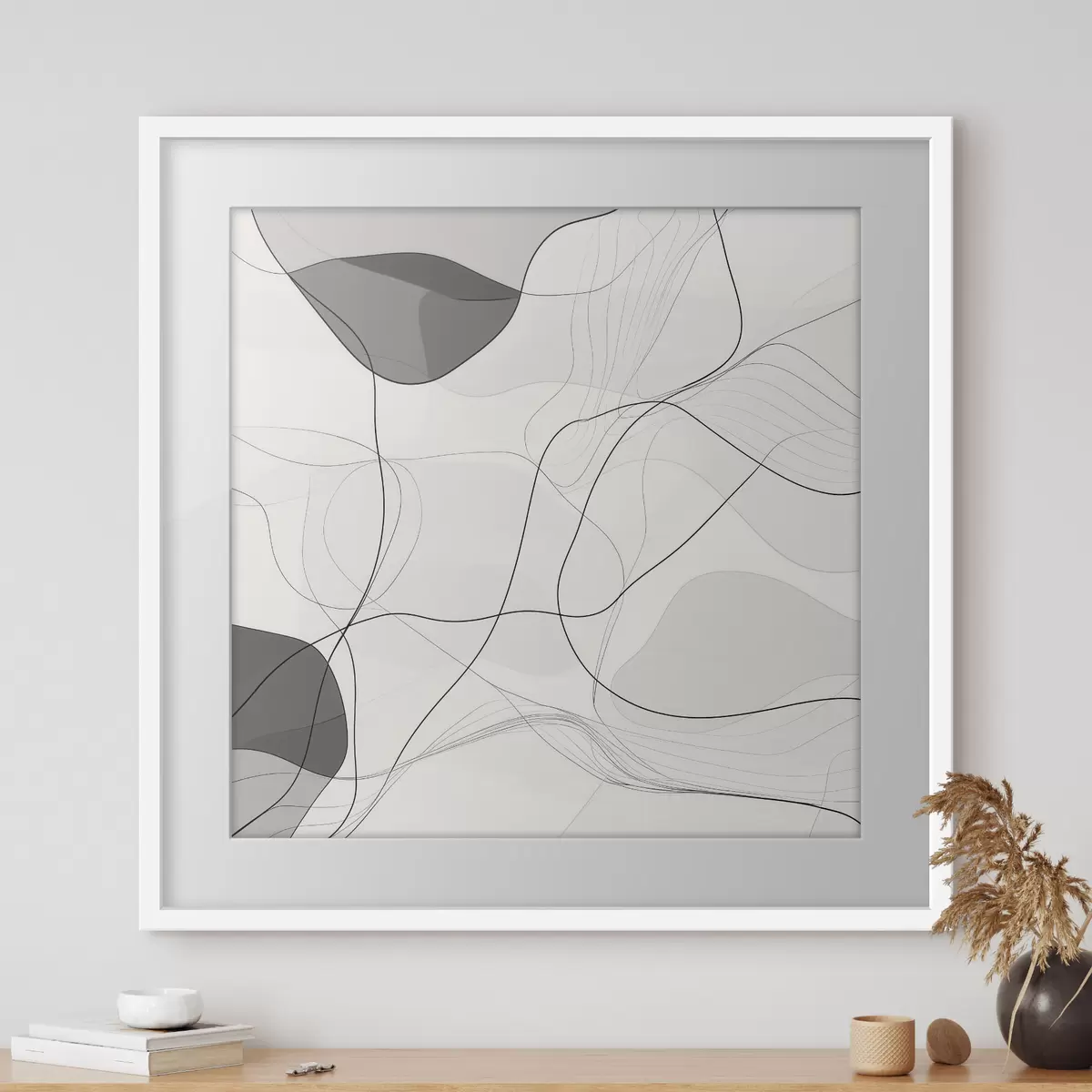Poster Scène abstraite minimaliste composée de lignes fines et d'ombres douces f48853