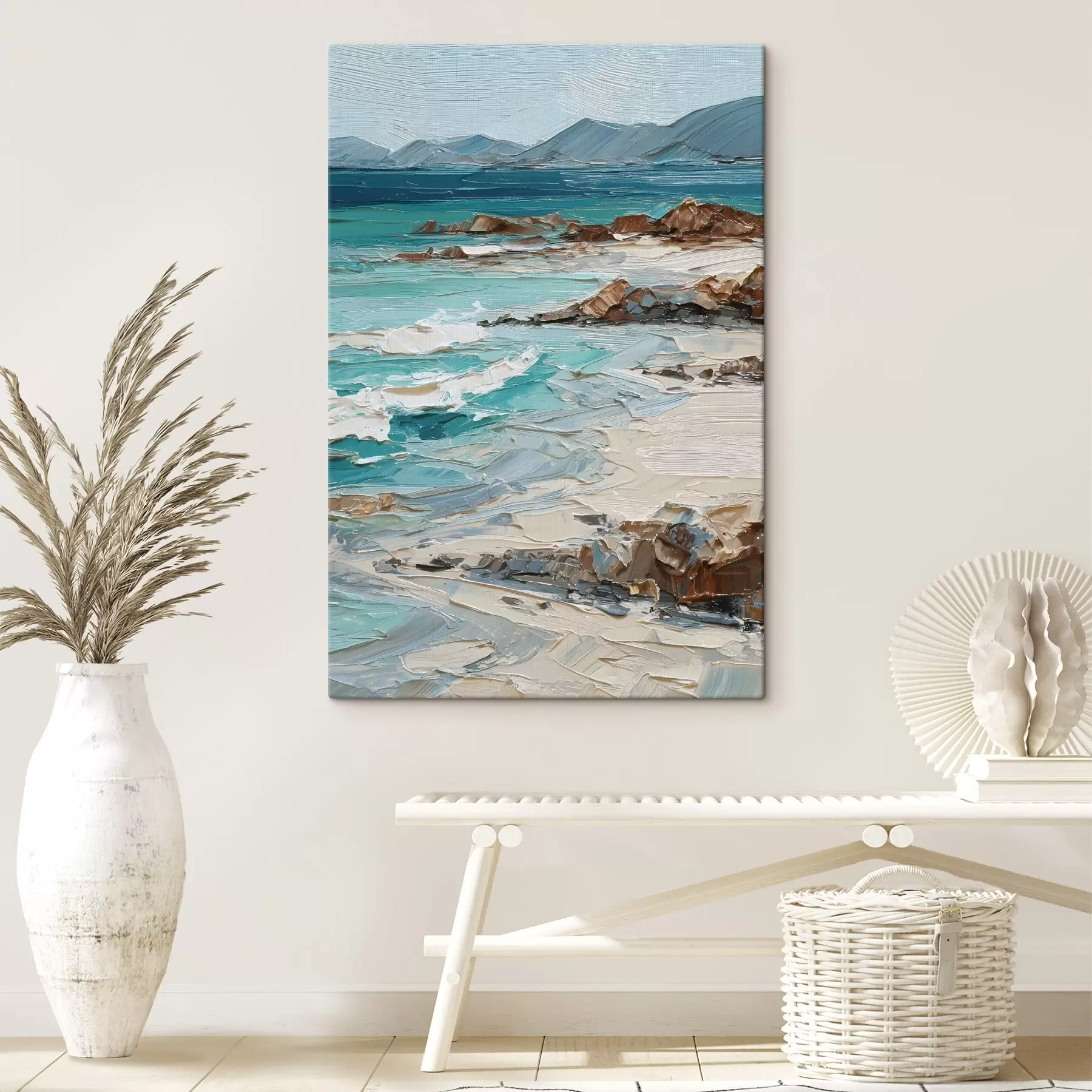 Tableau paysage marin avec des falaises s48996