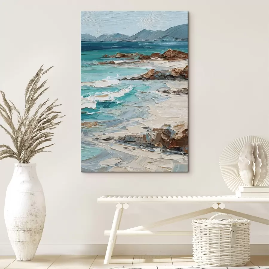 Tableau paysage marin avec des falaises s48996