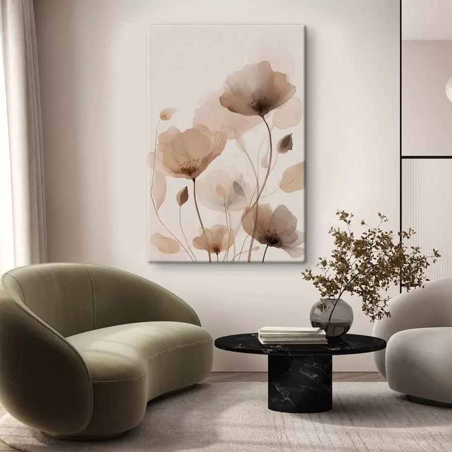 Tableau fleurs à l'aquarelle dans des tons de brun s49007