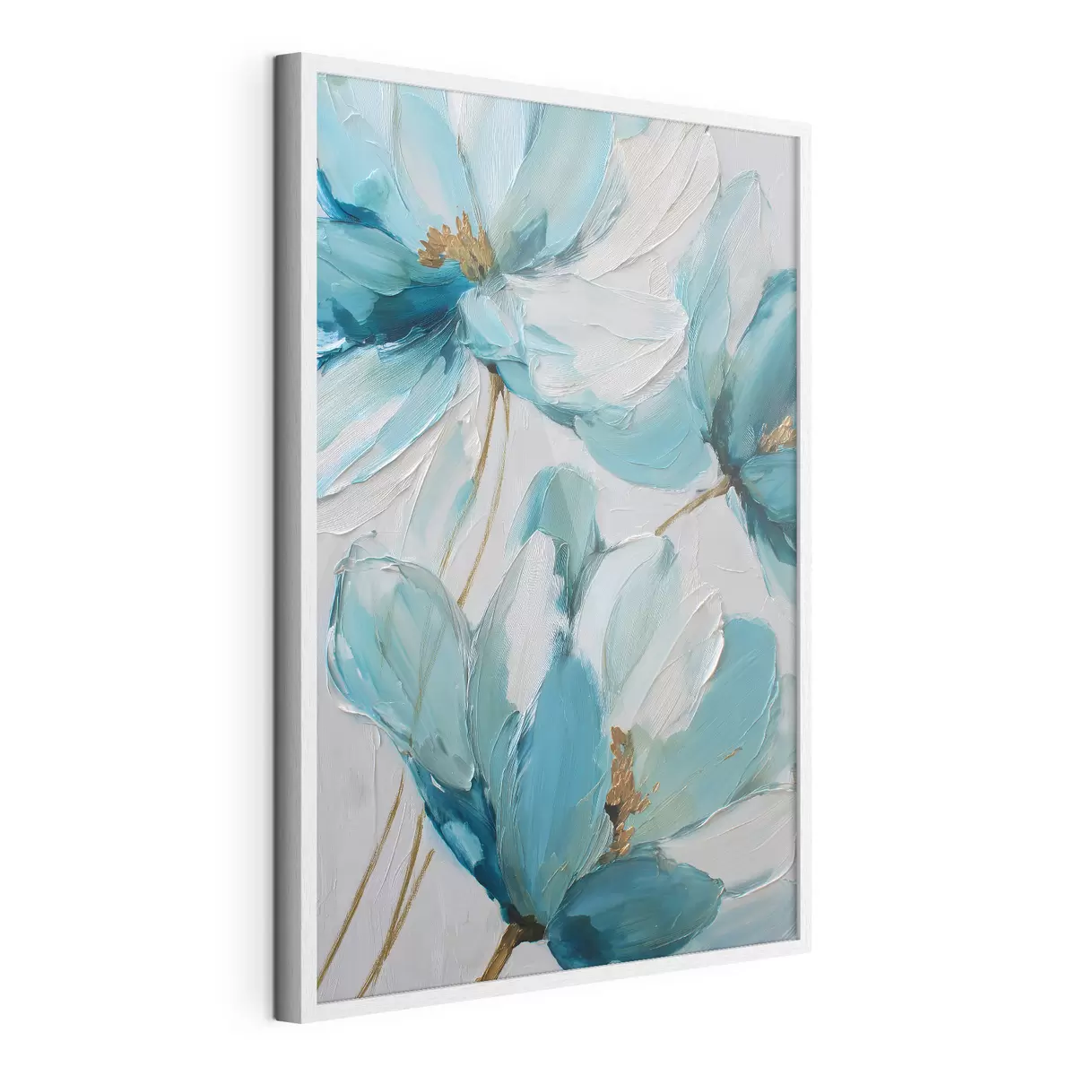 Poster des fleurs bleues peintes en impasto f48991