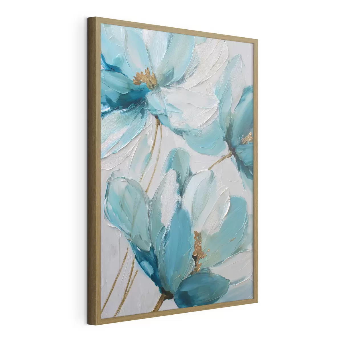 Poster des fleurs bleues peintes en impasto f48991
