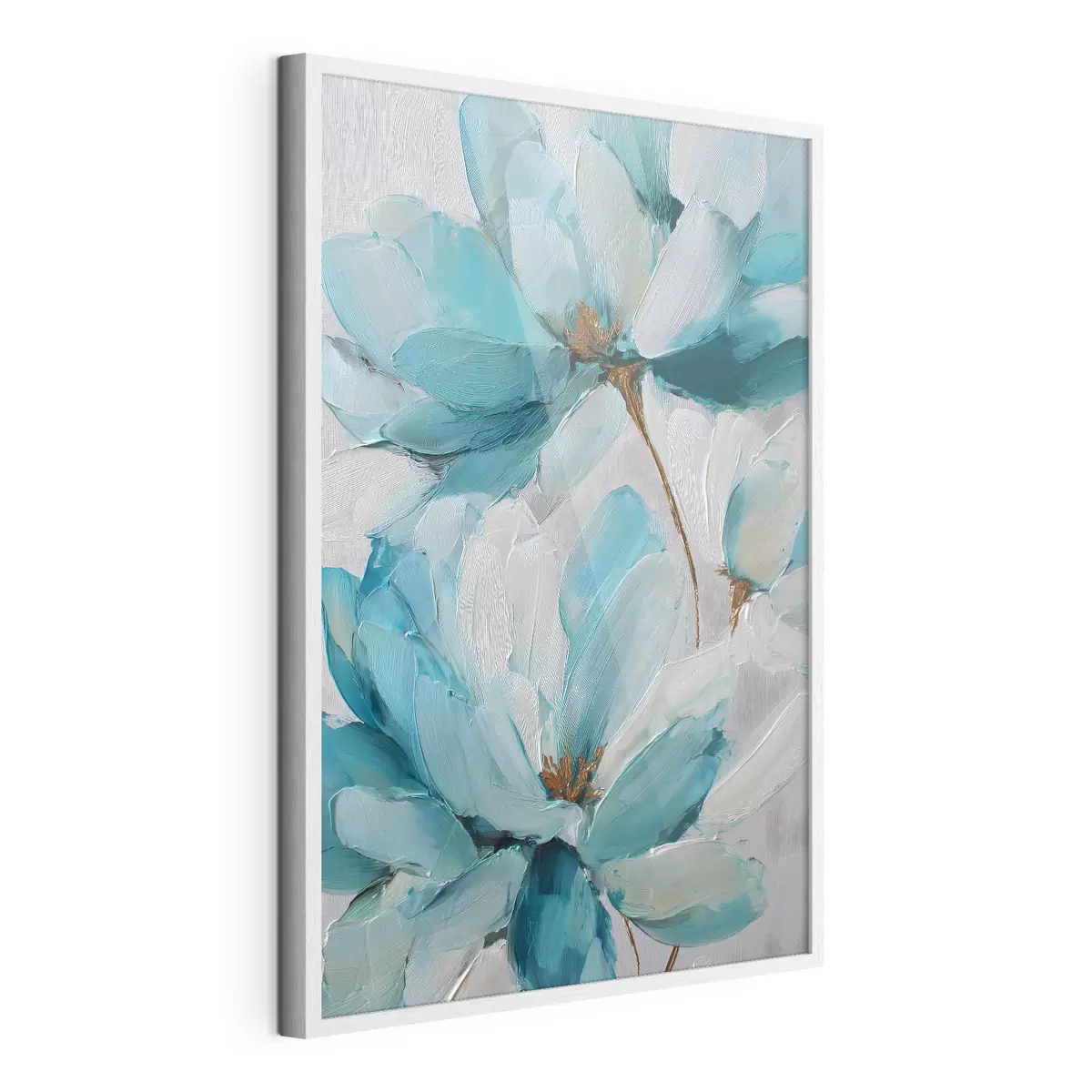Poster des fleurs bleues peintes en impasto f48992