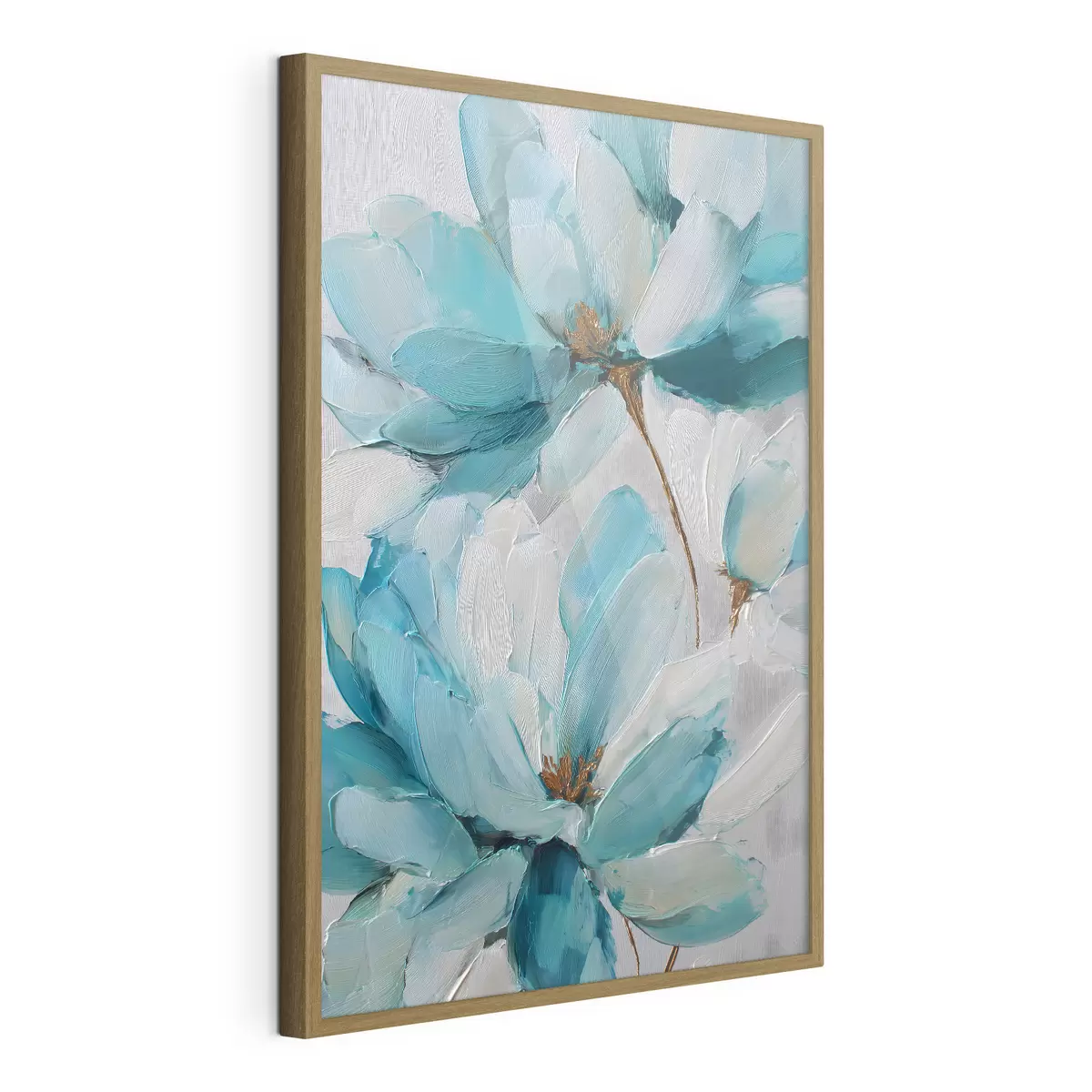 Poster des fleurs bleues peintes en impasto f48992