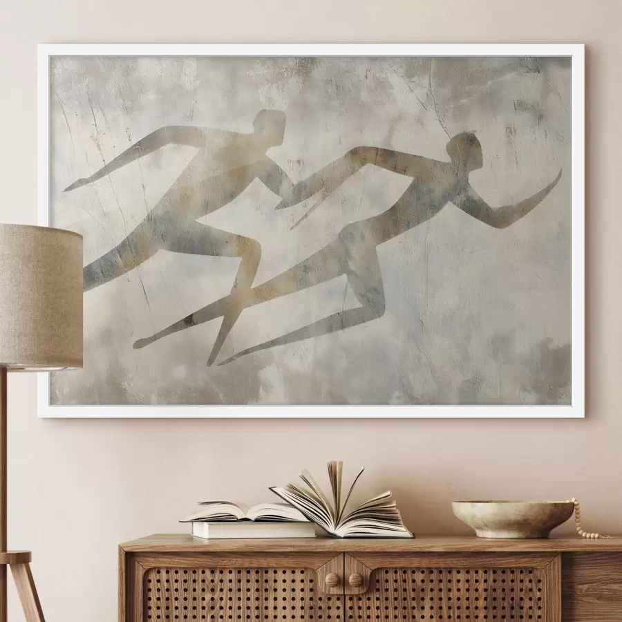 Papier peint abstraction de deux personnages en mouvement f49005