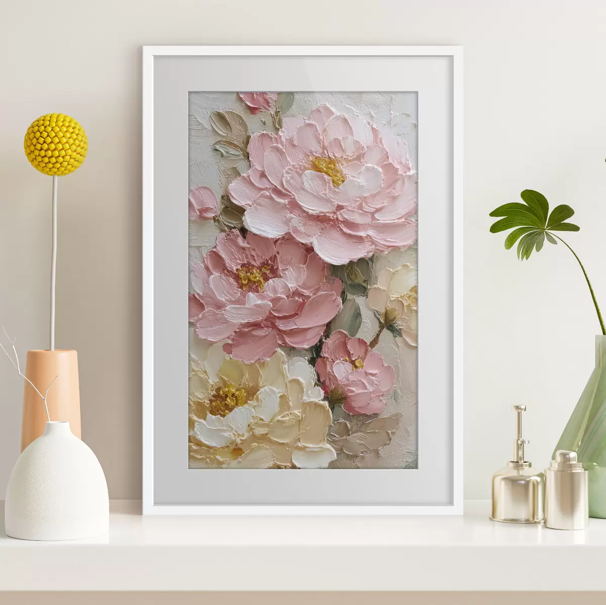 Poster Composition florale à base de pivoines f49013