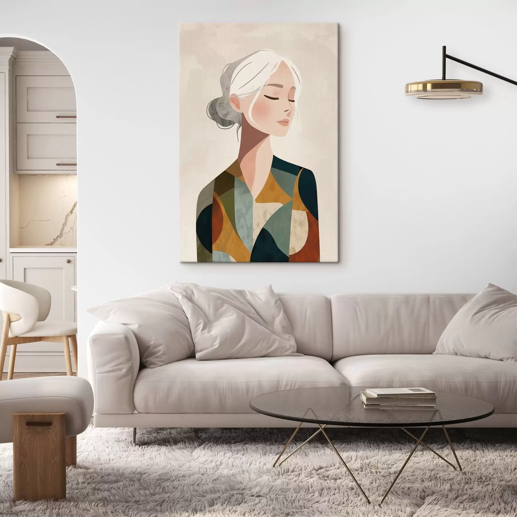 Tableau Femme dans un style géométrique s49029