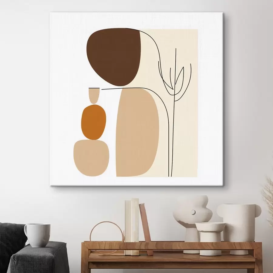 Tableau Composition abstraite aux tiges fines et aux formes simples, dans un style minimaliste s48871