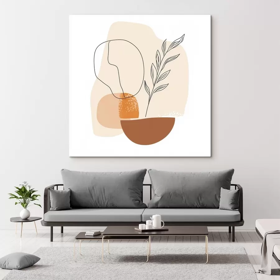 Tableau Nature morte aux accents graphiques et aux formes pastel, dans un style d'art contemporain s48872