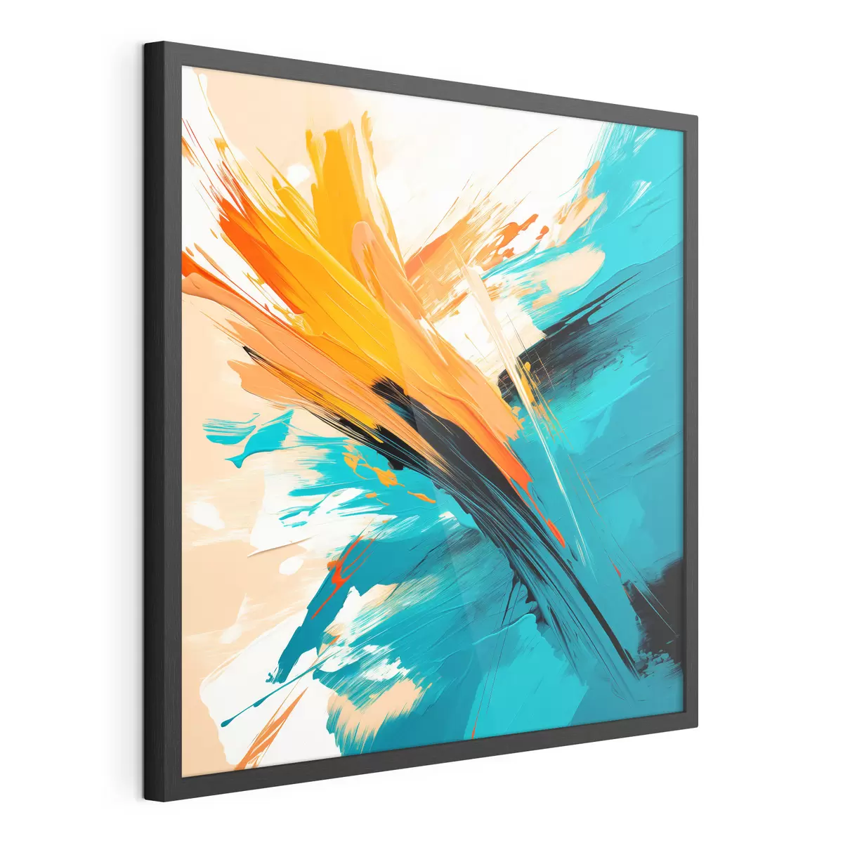 Poster Une œuvre lumineuse aux tons turquoise et terre cuite, dans un style pictural contemporain f48855