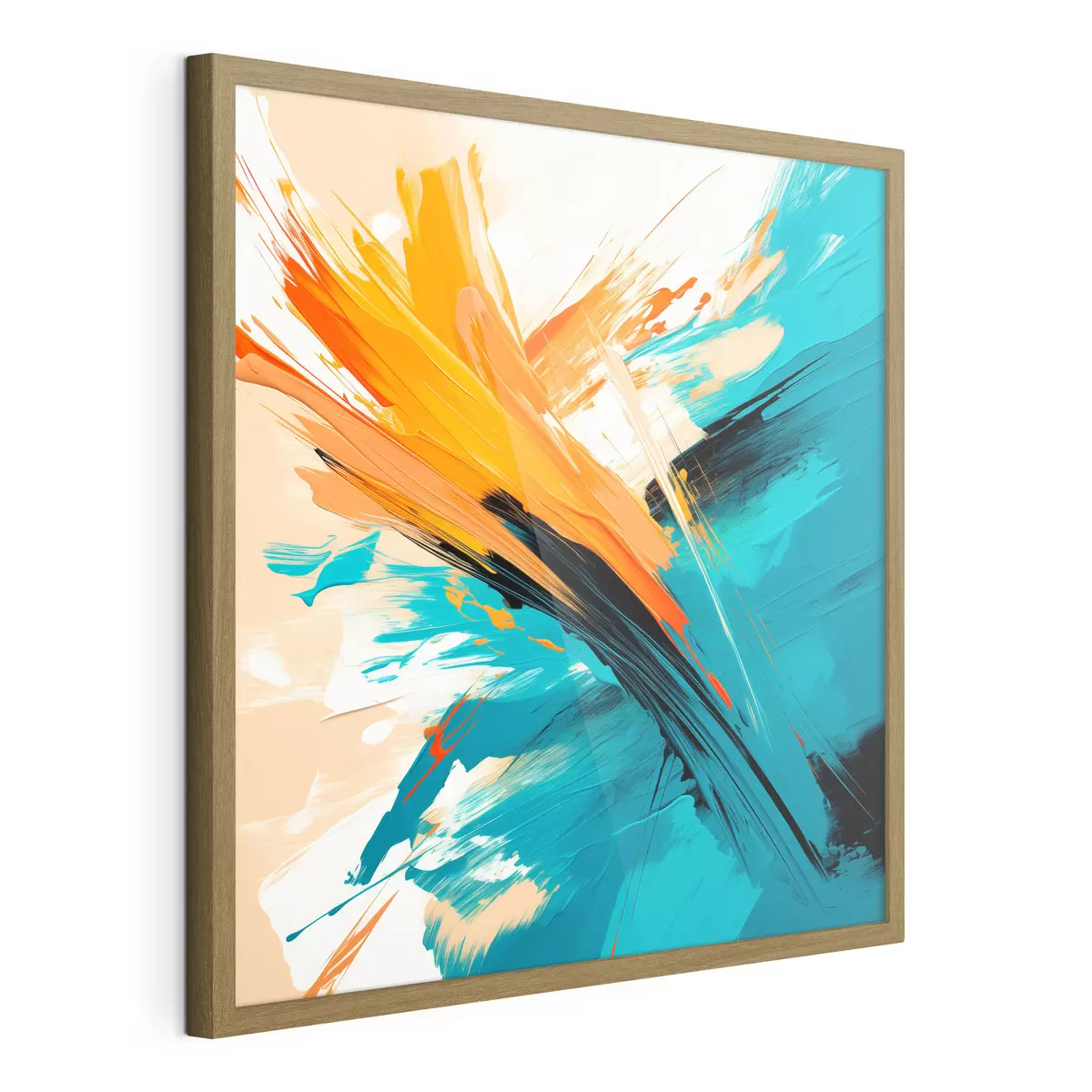 Poster Une œuvre lumineuse aux tons turquoise et terre cuite, dans un style pictural contemporain f48855