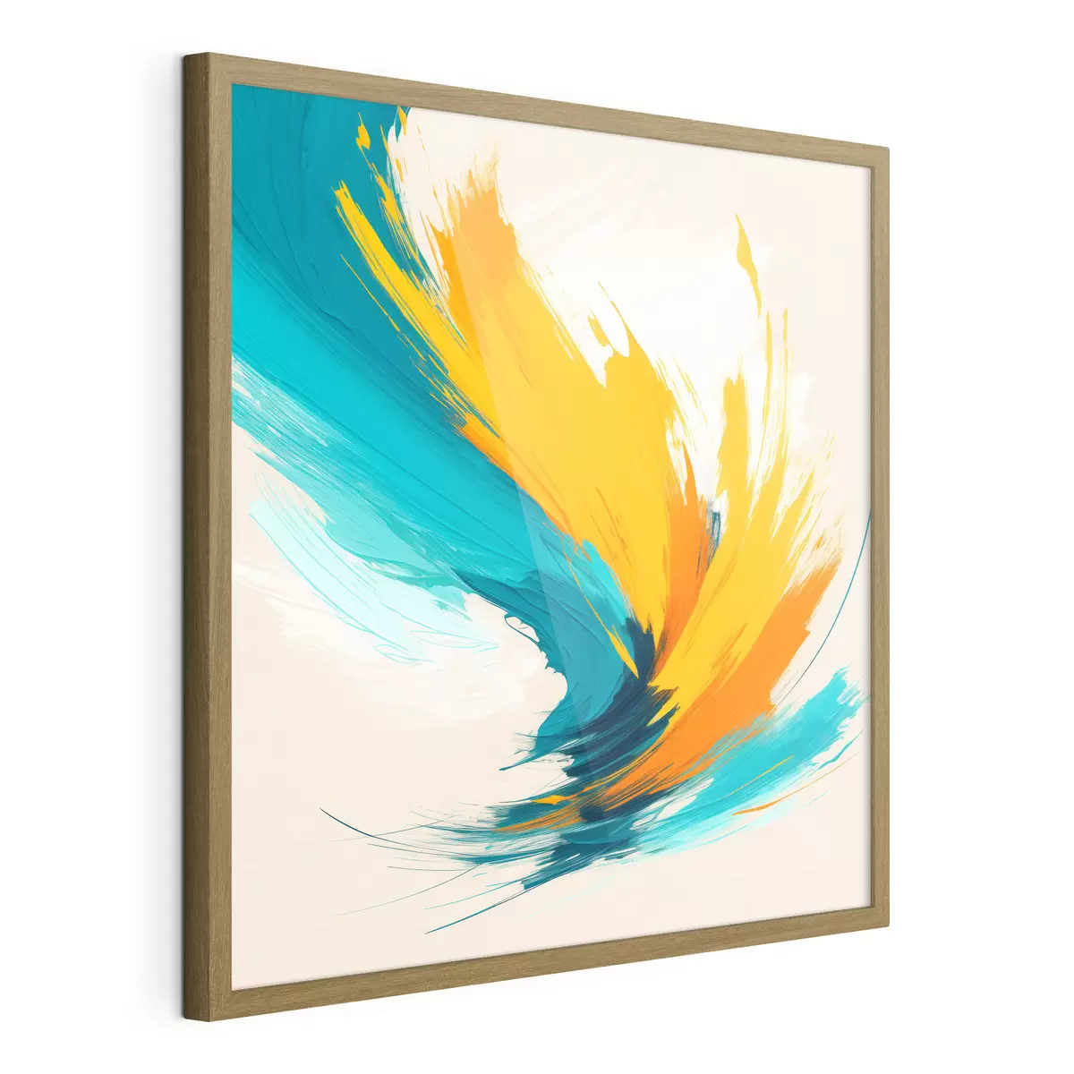 Poster Tourbillon énergique dans des tons jaunes et bleus, dans un style pictural contemporain f48856
