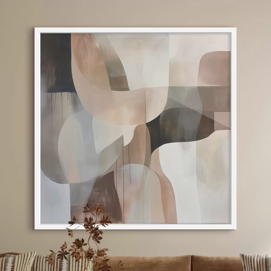 Papier peint Composition abstraite dans une palette de tons chauds beige-corail f48859