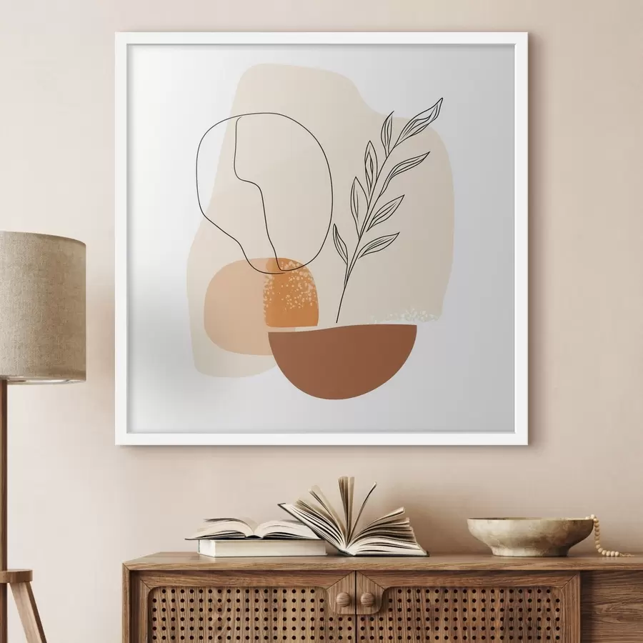 Papier peint Nature morte aux accents graphiques et aux formes pastel, dans un style d'art contemporain f48872