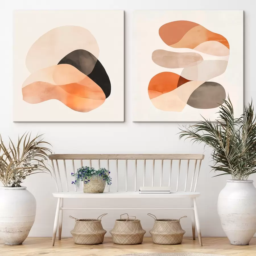 Tableau Composition aux formes douces et arrondies et aux ombres délicates, dans un style d'affiche artistique m30358