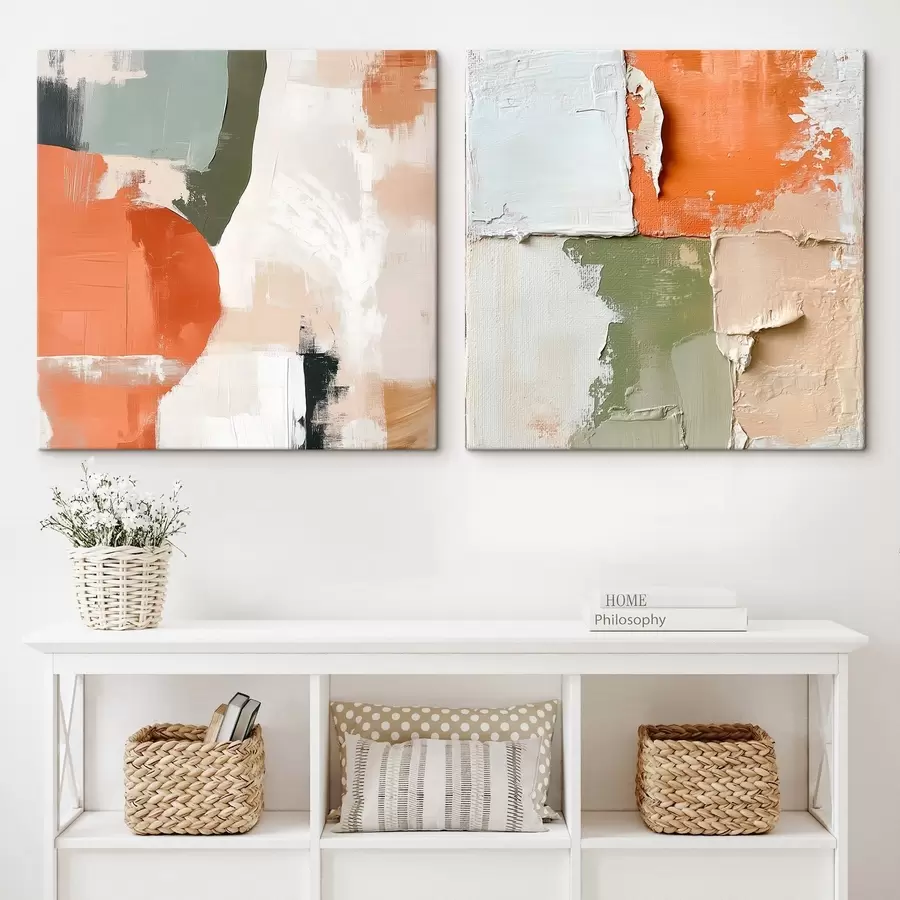 Tableau Abstraction réalisée à l'aide de couches de peinture et de blocs de couleurs contrastées m30360