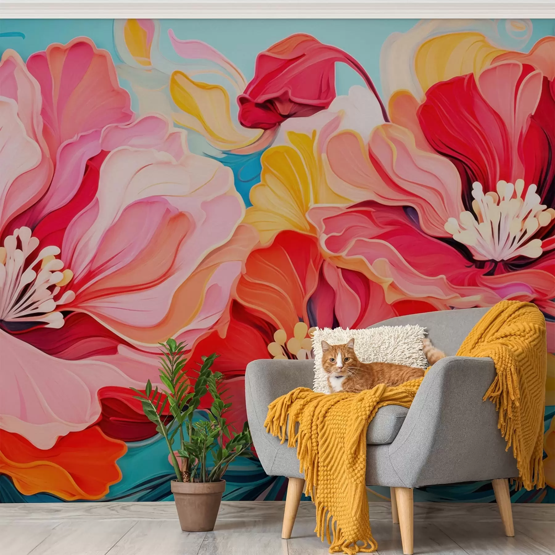 Papier peint Fleurs imaginaires w05574