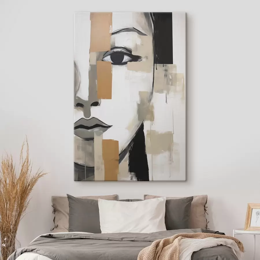Tableau Portrait féminin stylisé, imitation d'une peinture s49054