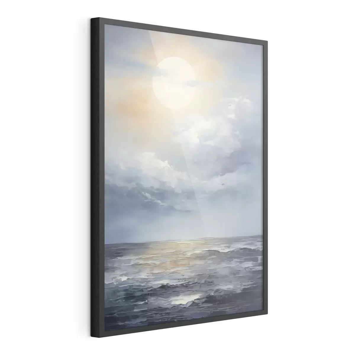 Poster La lune dans les nuages au-dessus de la mer f49050