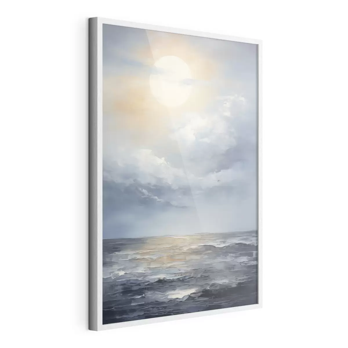 Poster La lune dans les nuages au-dessus de la mer f49050