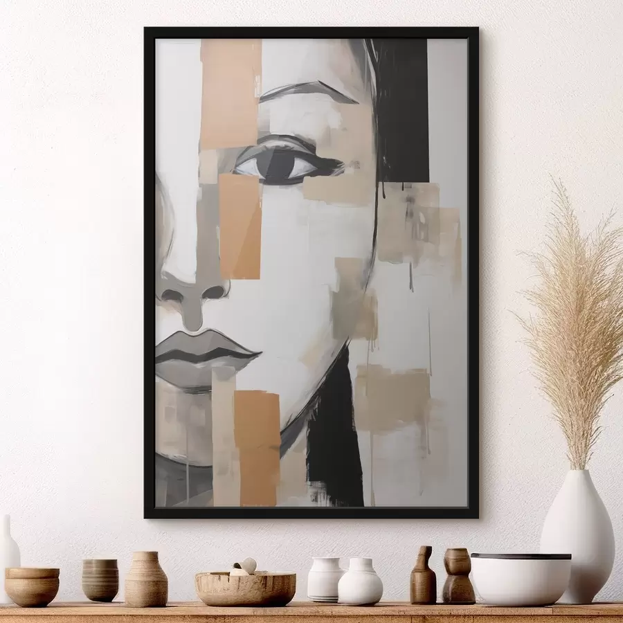Papier peint Portrait féminin stylisé, imitation d'une peinture f49054