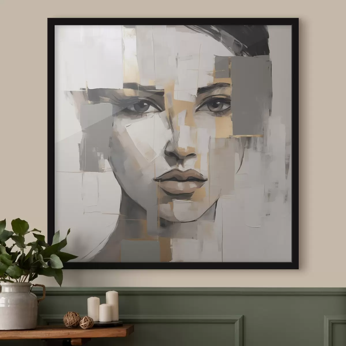 Poster Portrait féminin abstrait imitant la peinture f49056