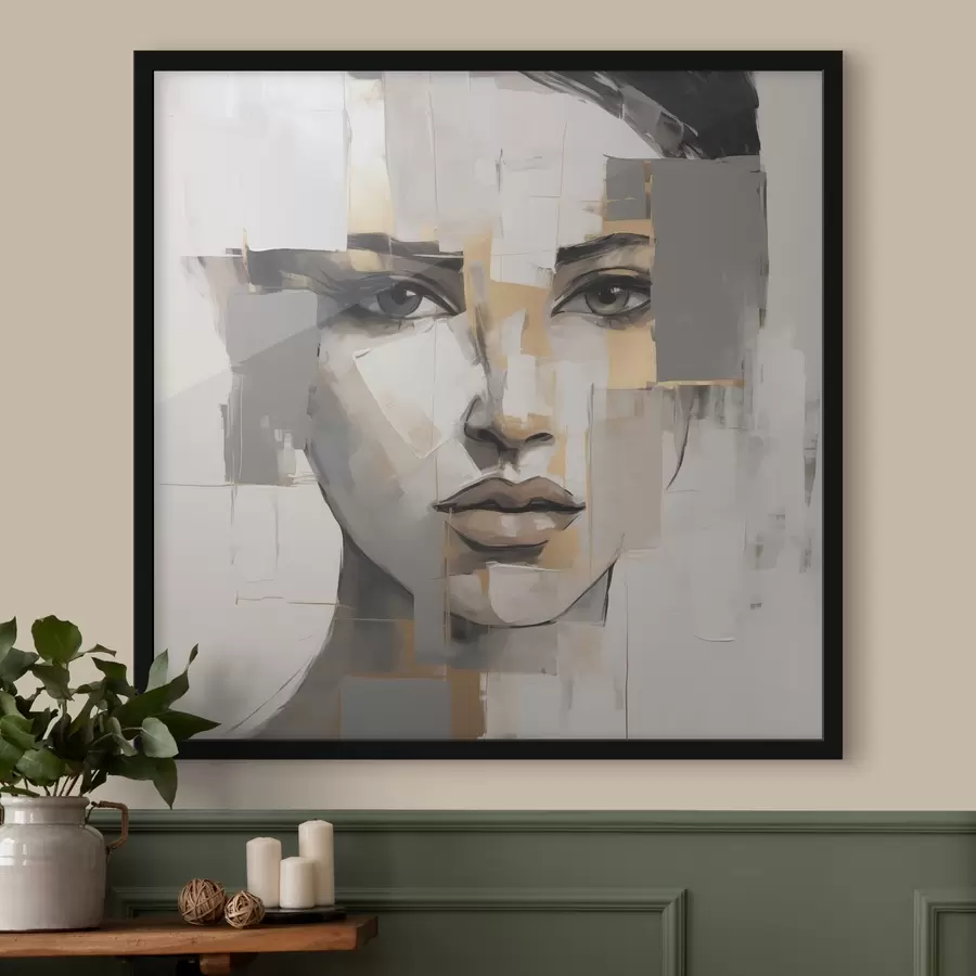Papier peint Portrait féminin abstrait imitant la peinture f49056