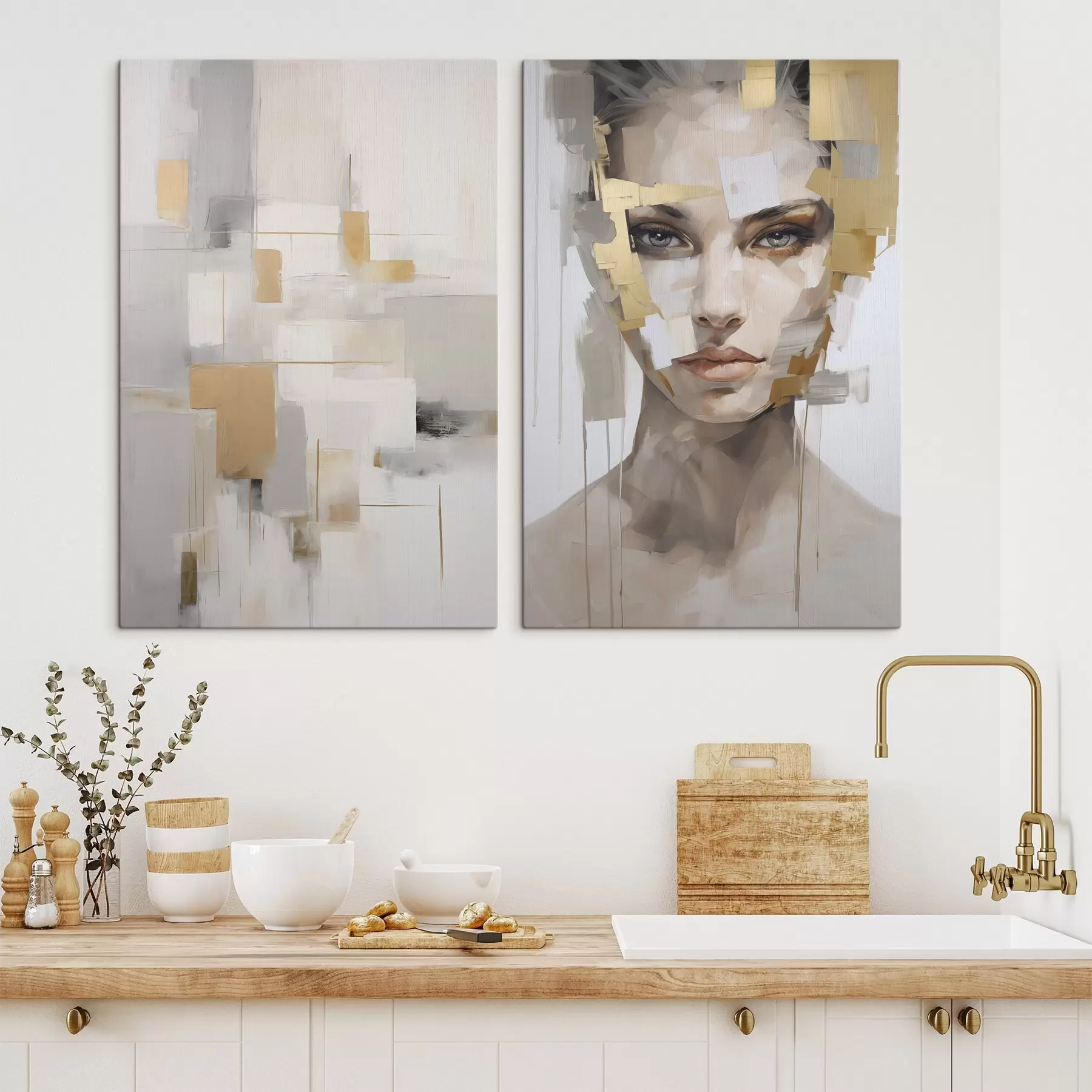 Tableau Abstraction moderne et portrait féminin m30436