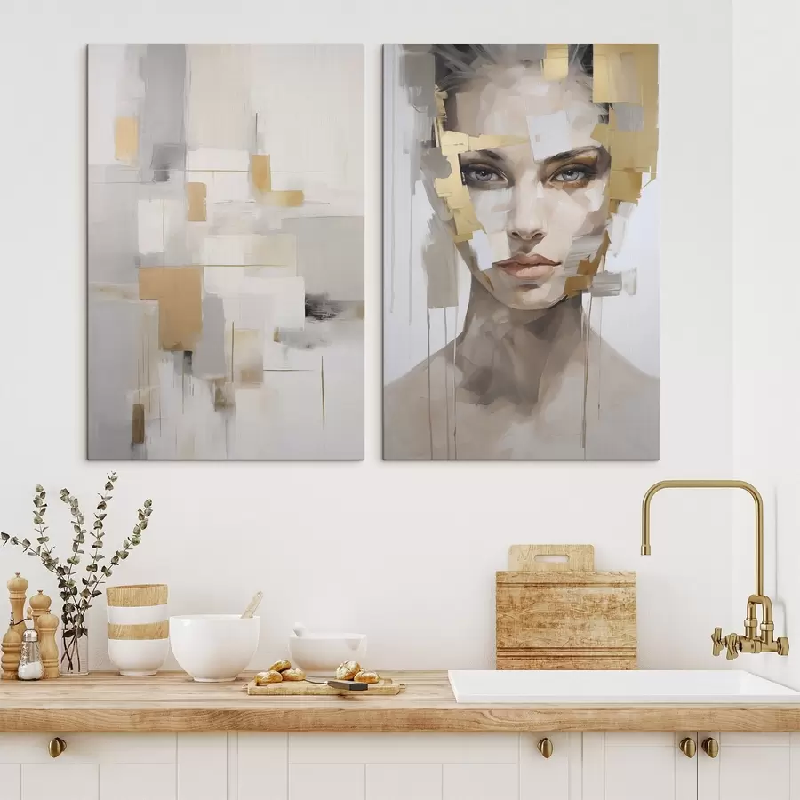 Tableau Abstraction moderne et portrait féminin m30436