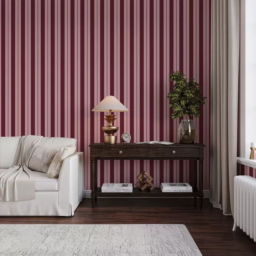 Papier peint Rayures rouges et roses avec des lignes contrastées a01183v2