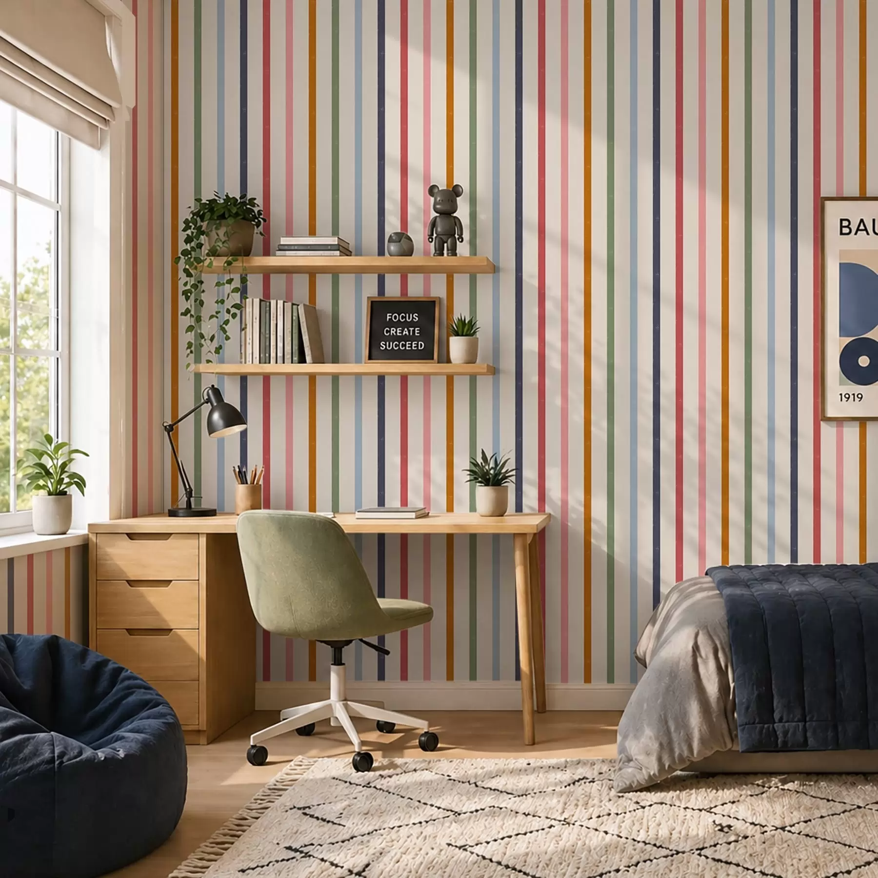 Papier peint Des rayures multicolores vives sur un fond clair a01184