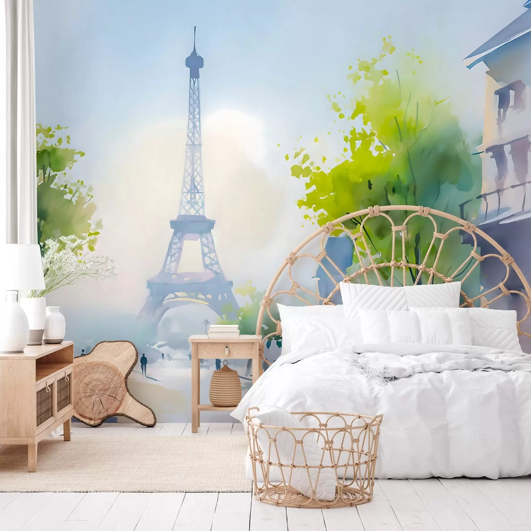 Papier peint Paris, un paysage urbain dans un style aquarelle à la prima w05566