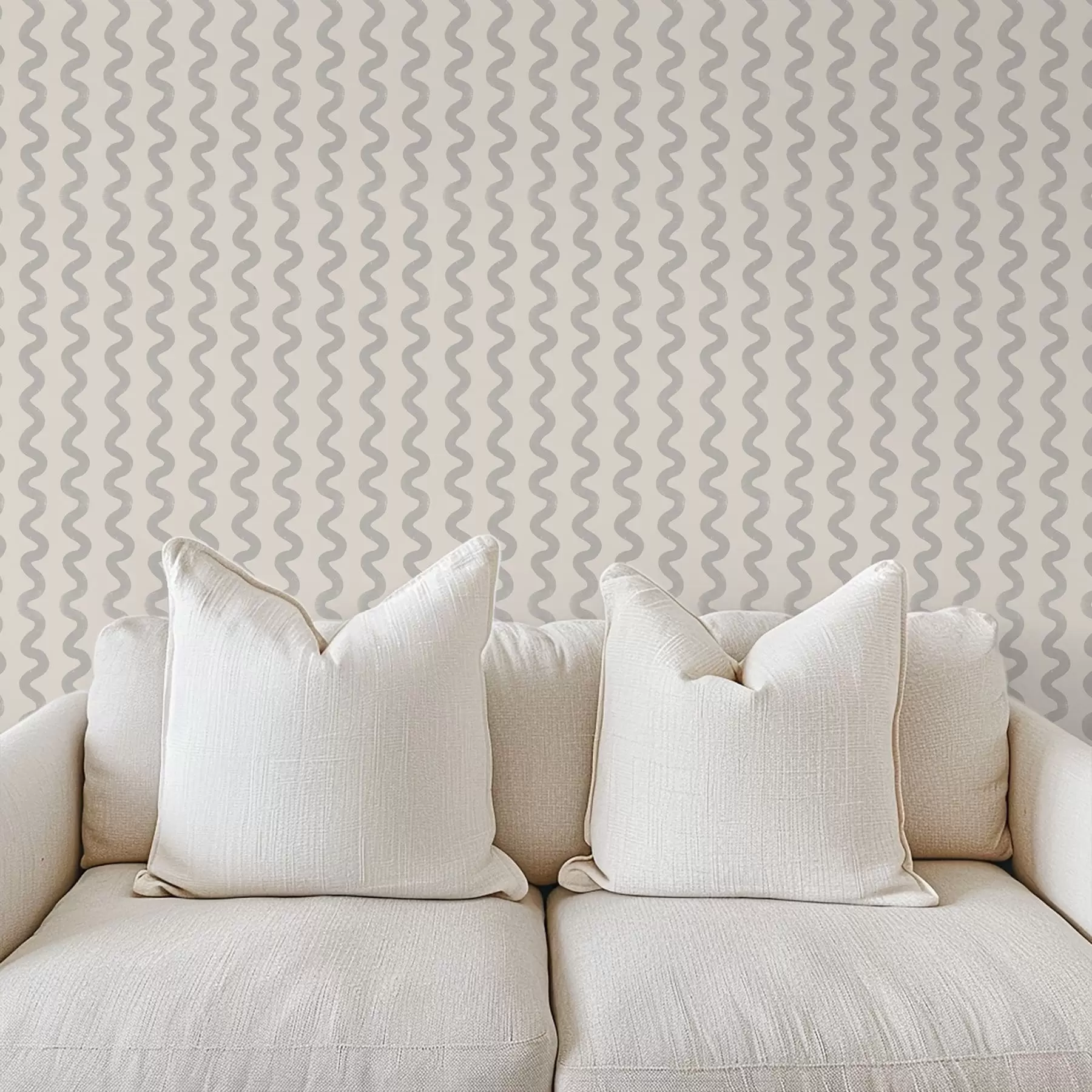 Papier peint Motif ondulé gris clair sur fond crème a01187v3