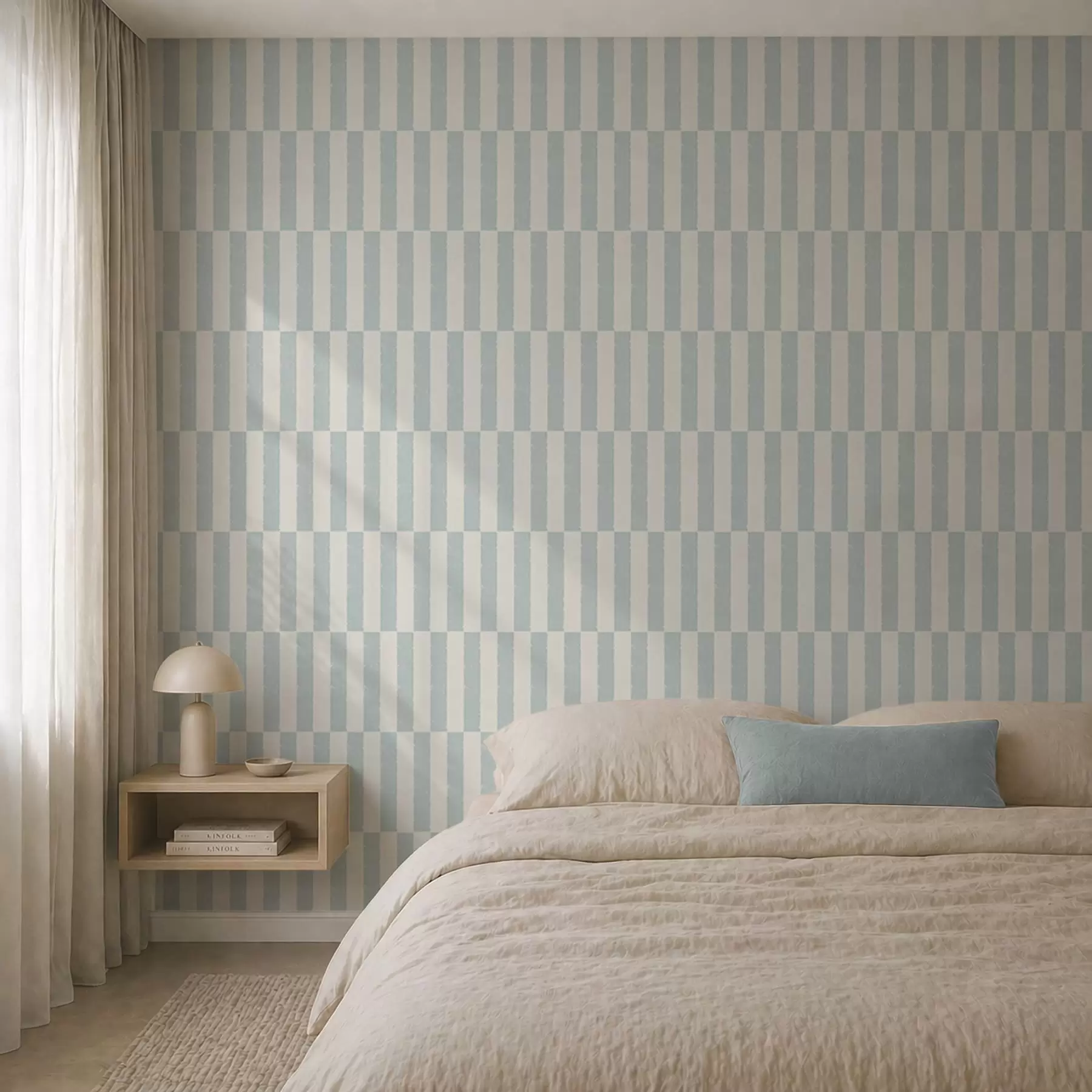 Papier peint Des rayures verticales bleu pâle sur un fond clair a01190