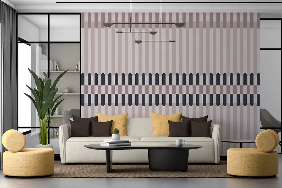 Papier peint Motif rayé dans des tons crème et bleu foncé w05150v2