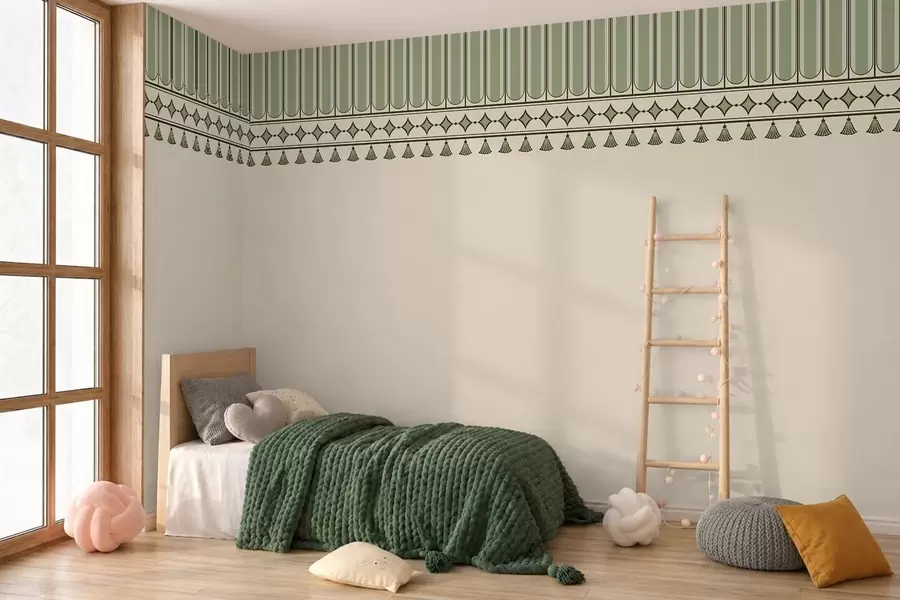 Papier peint Bordure décorative dans les tons verts w05151v1