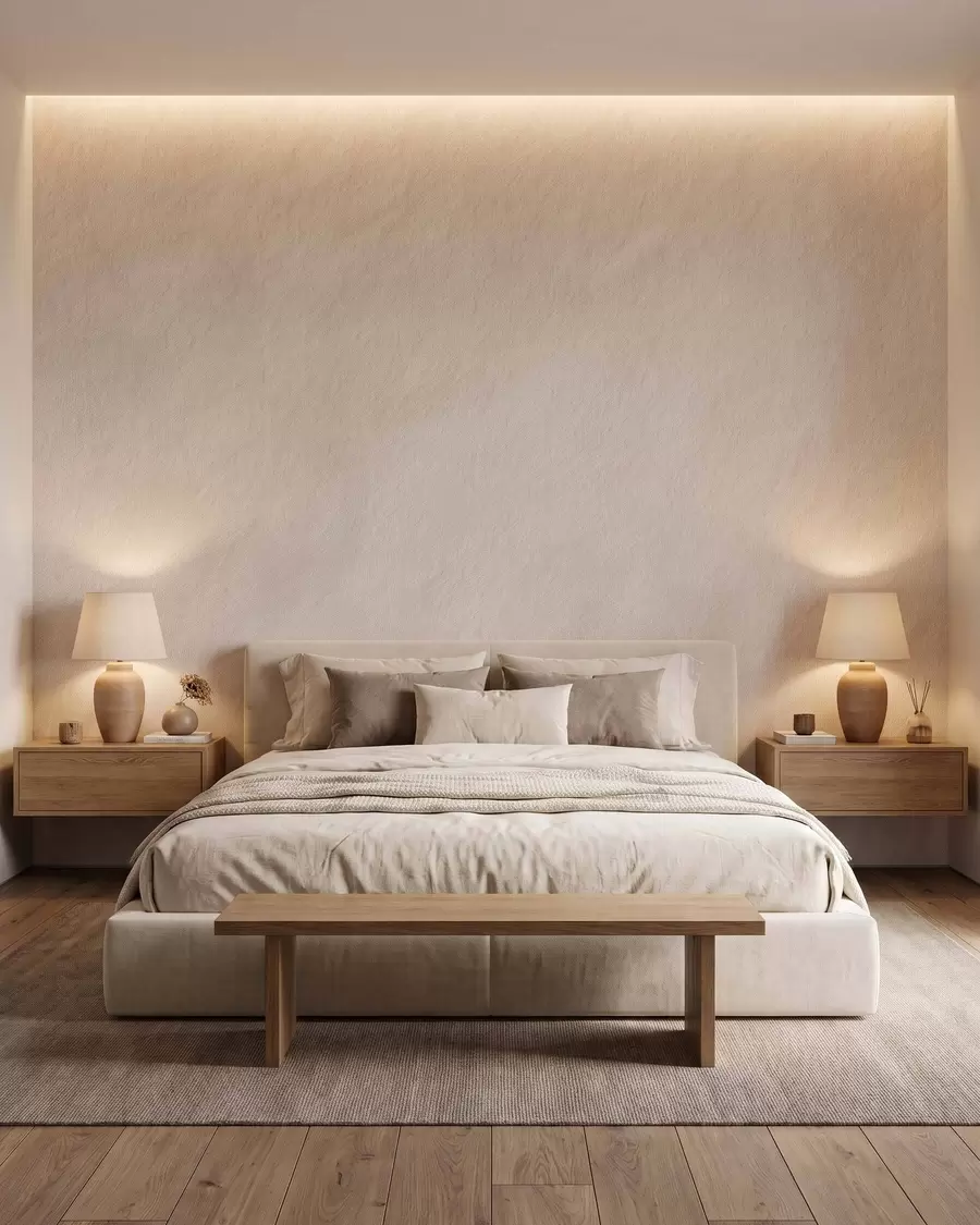 Papier peint Fond beige clair imitant le plâtre décoratif, style minimaliste, texture pierre w09800