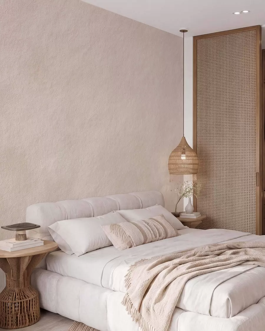 Papier peint Fond beige clair imitant le plâtre décoratif, style minimaliste, texture pierre w09800
