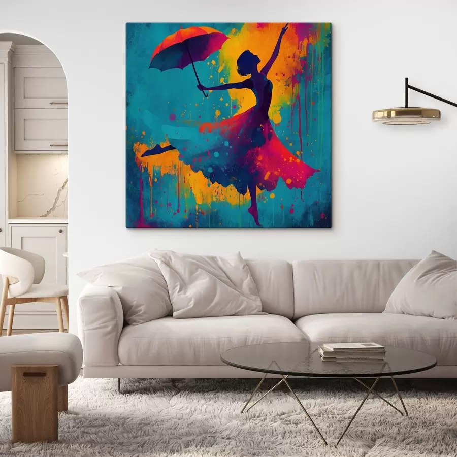 Tableau Une danseuse avec un parapluie s49096
