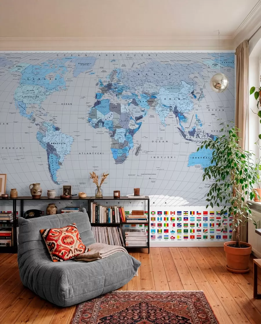 Papier peint Monde en polonais — bleu c00004plv3