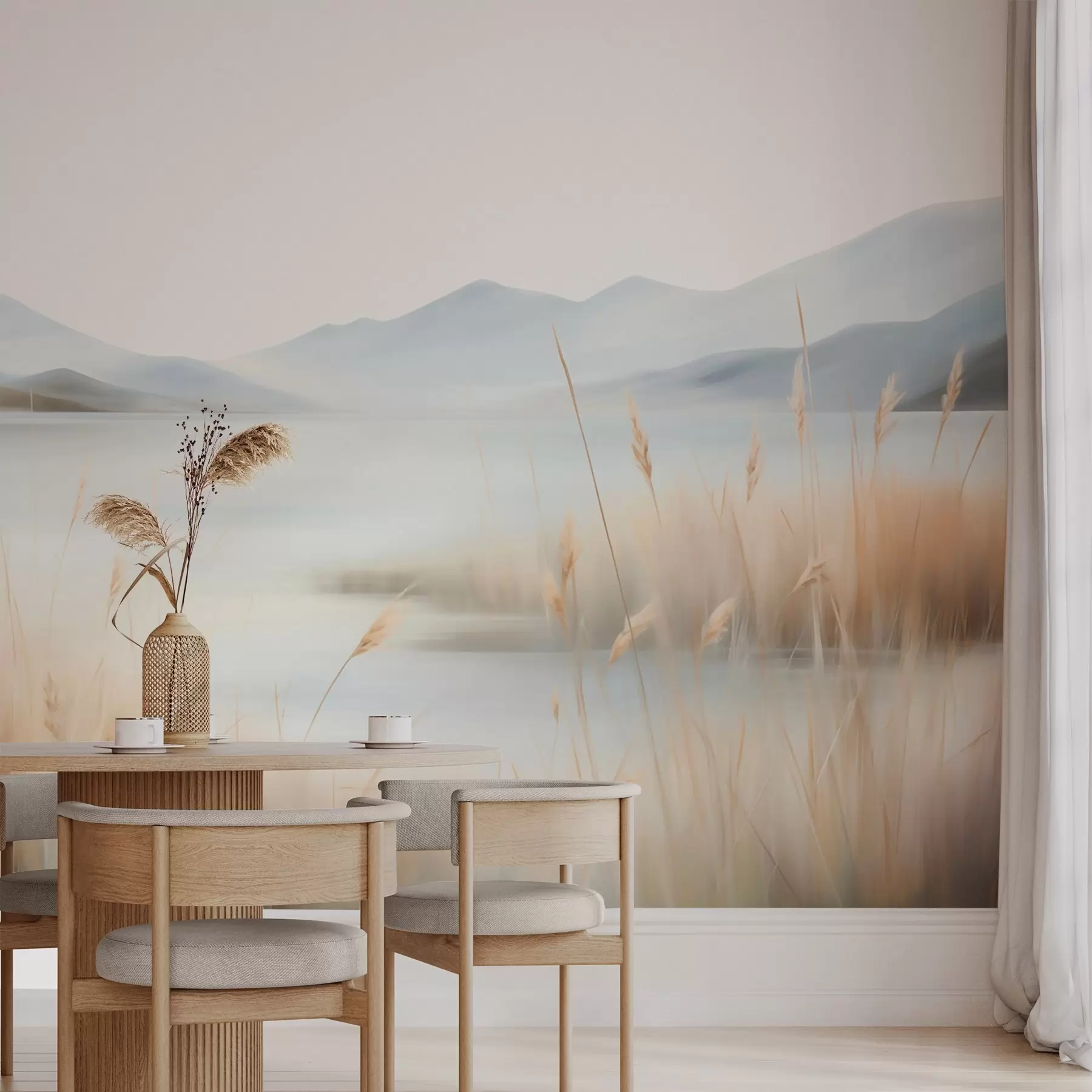 Papier peint Paysage abstrait de montagnes et d'un lac w05584