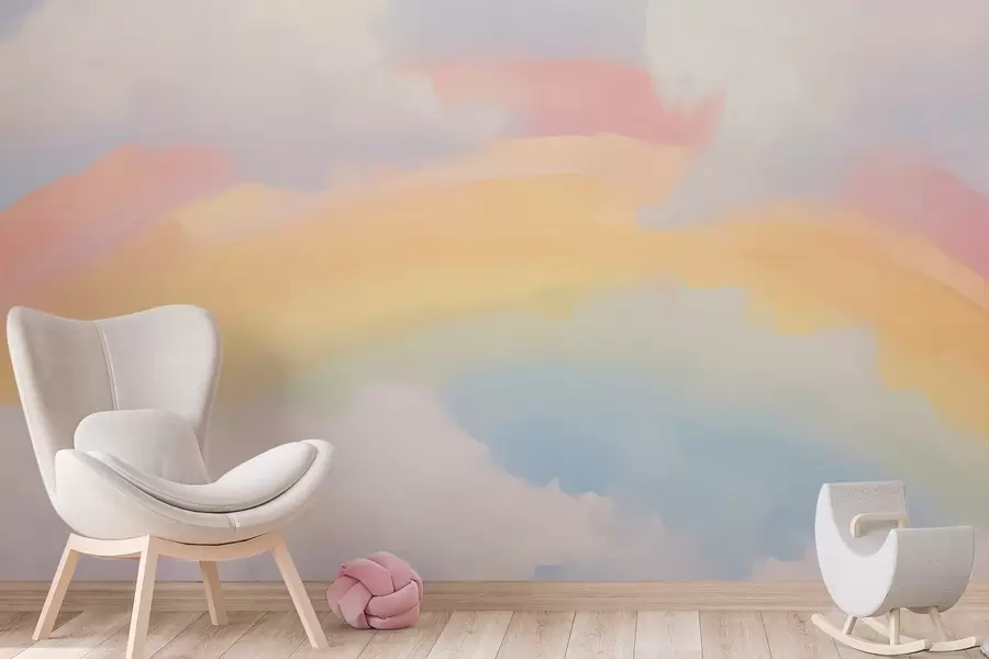 Papier peint Abstrait : arc-en-ciel parmi les nuages, imitation d'une peinture w05592