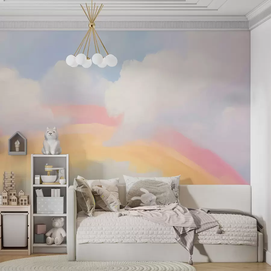 Papier peint Abstrait : arc-en-ciel parmi les nuages, imitation d'une peinture w05592