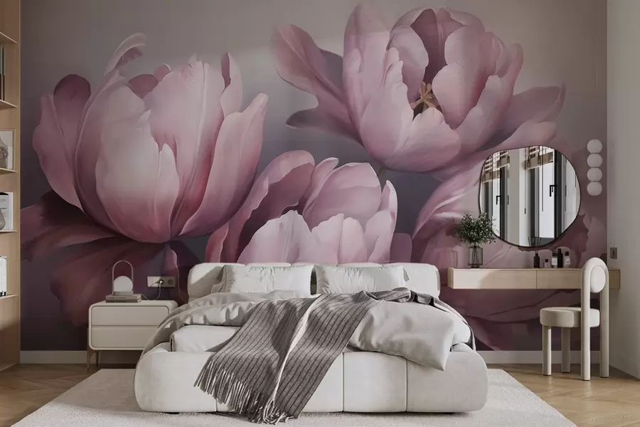 Papier peint Peinture abstraite représentant des tulipes w05593