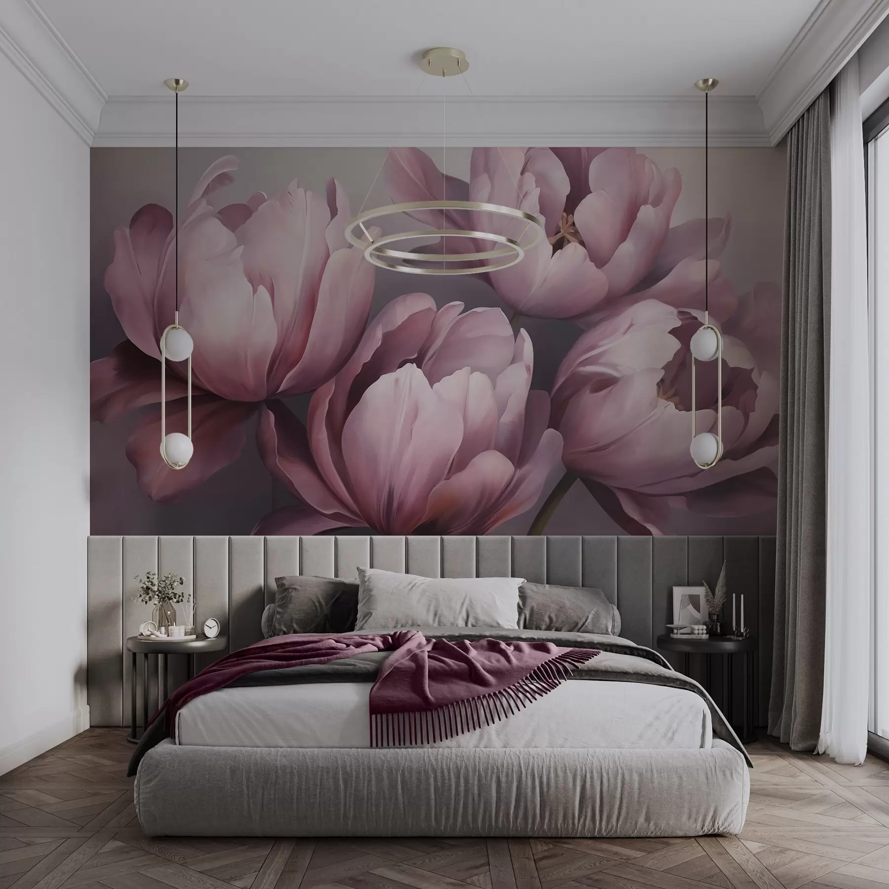 Papier peint Peinture abstraite représentant des tulipes w05593