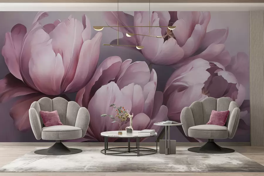 Papier peint Peinture abstraite représentant des tulipes w05593