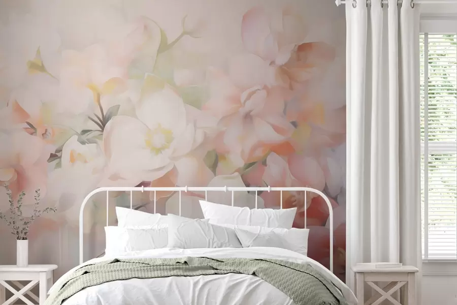 Papier peint Fleurs abstraites délicates, imitation de peinture w05594