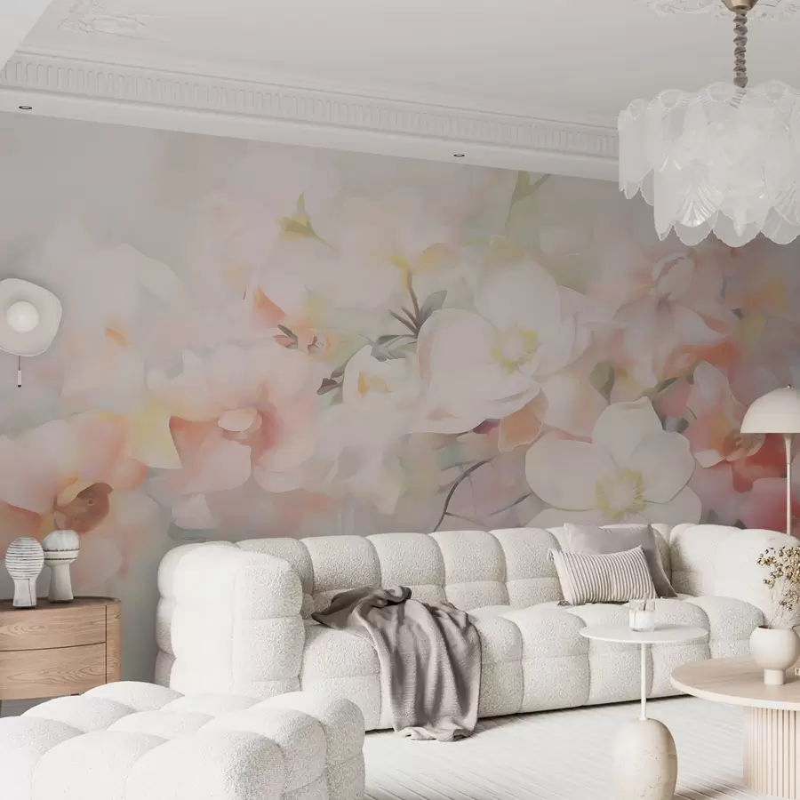 Papier peint Fleurs abstraites délicates, imitation de peinture w05594